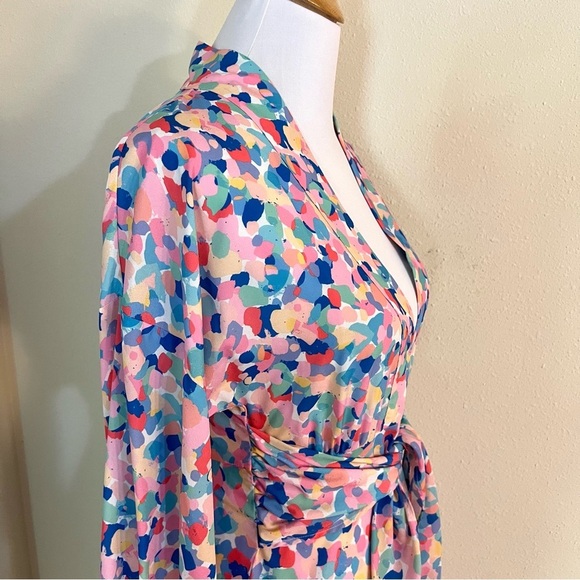 PALOMA BLUE Bronte Easter Colorful Midi Dress Boho front tie luxury women’s M - Picture 9 of 15